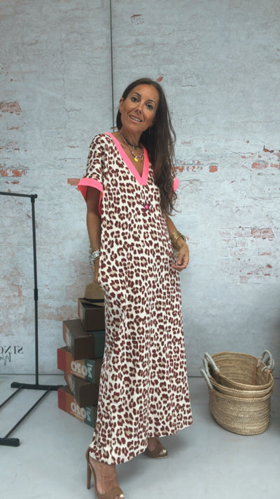 Vestido leopardo cuello pico