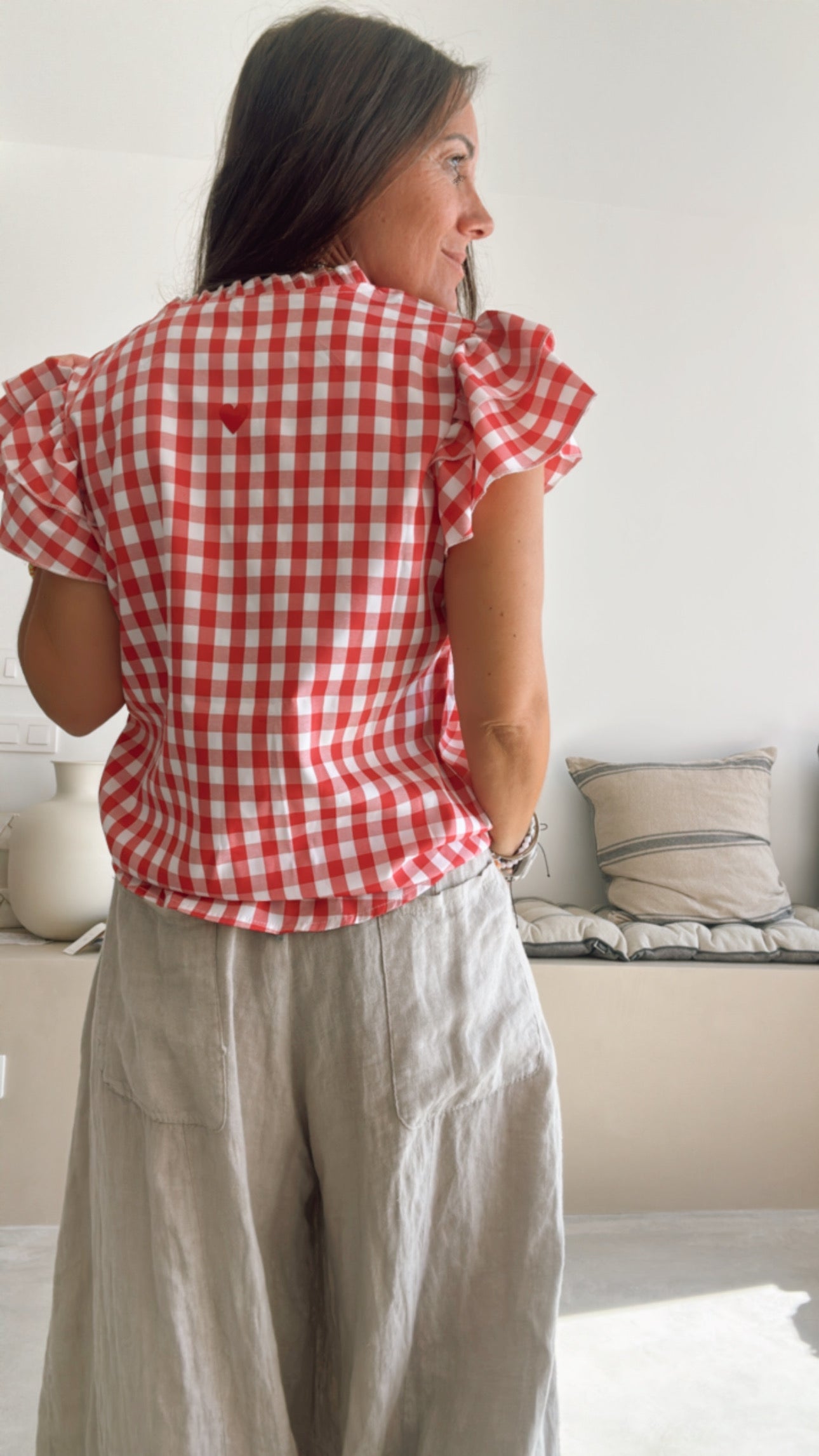 Blusa vichy rojo