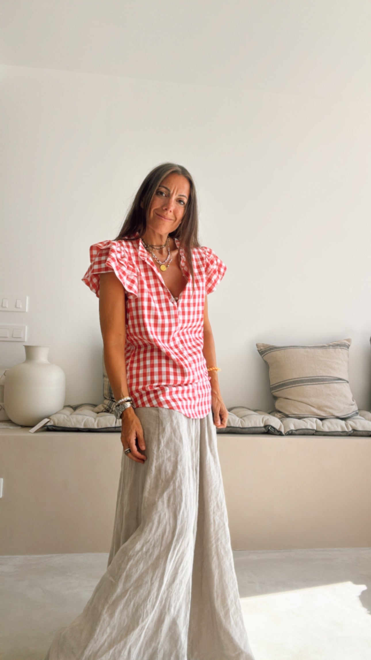 Blusa vichy rojo