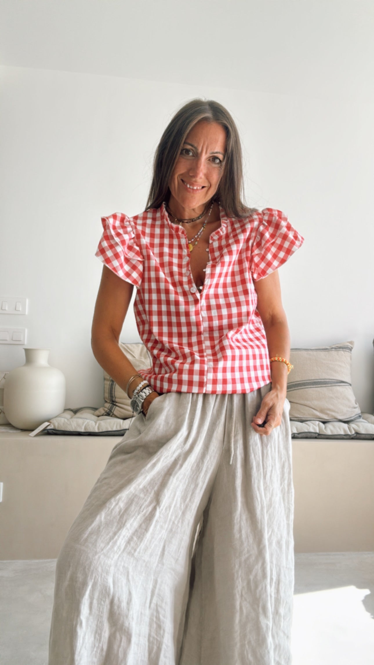 Blusa vichy rojo